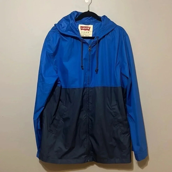 Levi’s | Vintage blue windbreaker/jacket w/hood mens XL zippered front - Picture 1 of 7